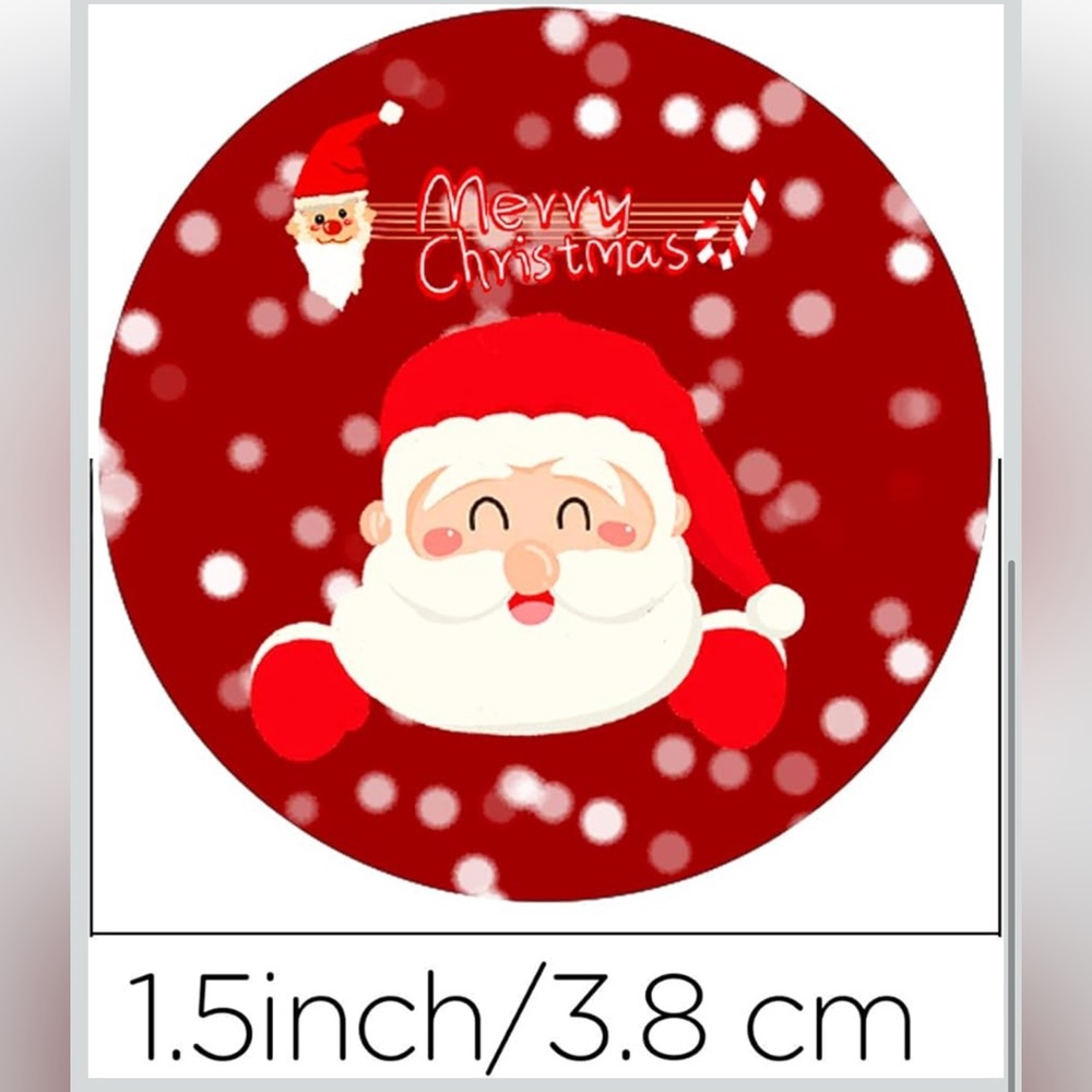 Merry Christmas Stickers, Round Xmas Labels Roll/Decorative for Cards Envelopes